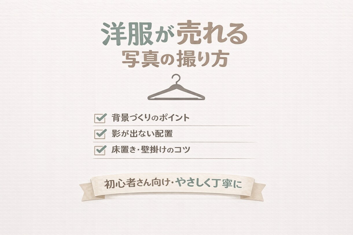 洋服が売れる写真の撮り方を丁寧にサポートします 背景づくり・光の使い方・影の防ぎ方まで優しくお伝えします イメージ1