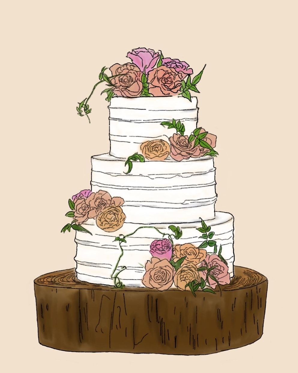 結婚式・お誕生日のケーキ描きます 記念日ケーキをイラストで思い出に残そう イメージ2