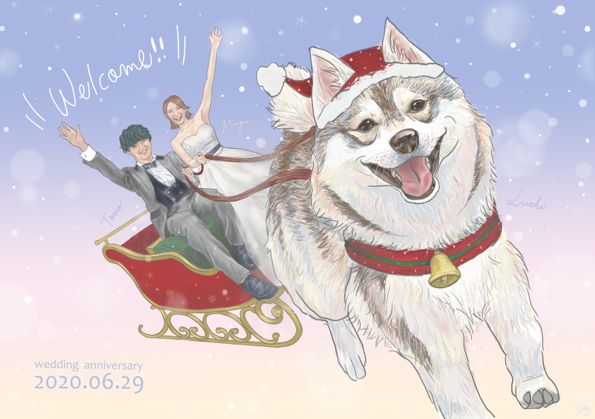愛犬といつも一緒♪フレンチ風にイラスト作成します それぞれベストショットを組み合わせて可愛く描きます！ イメージ9