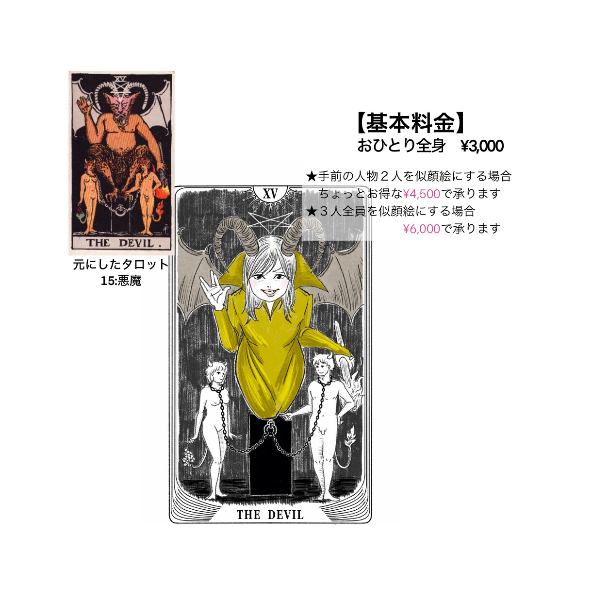 ゆるシンプルに似顔絵をタロットにします あなただけのおまもりになる１枚をお描きします！ イメージ5