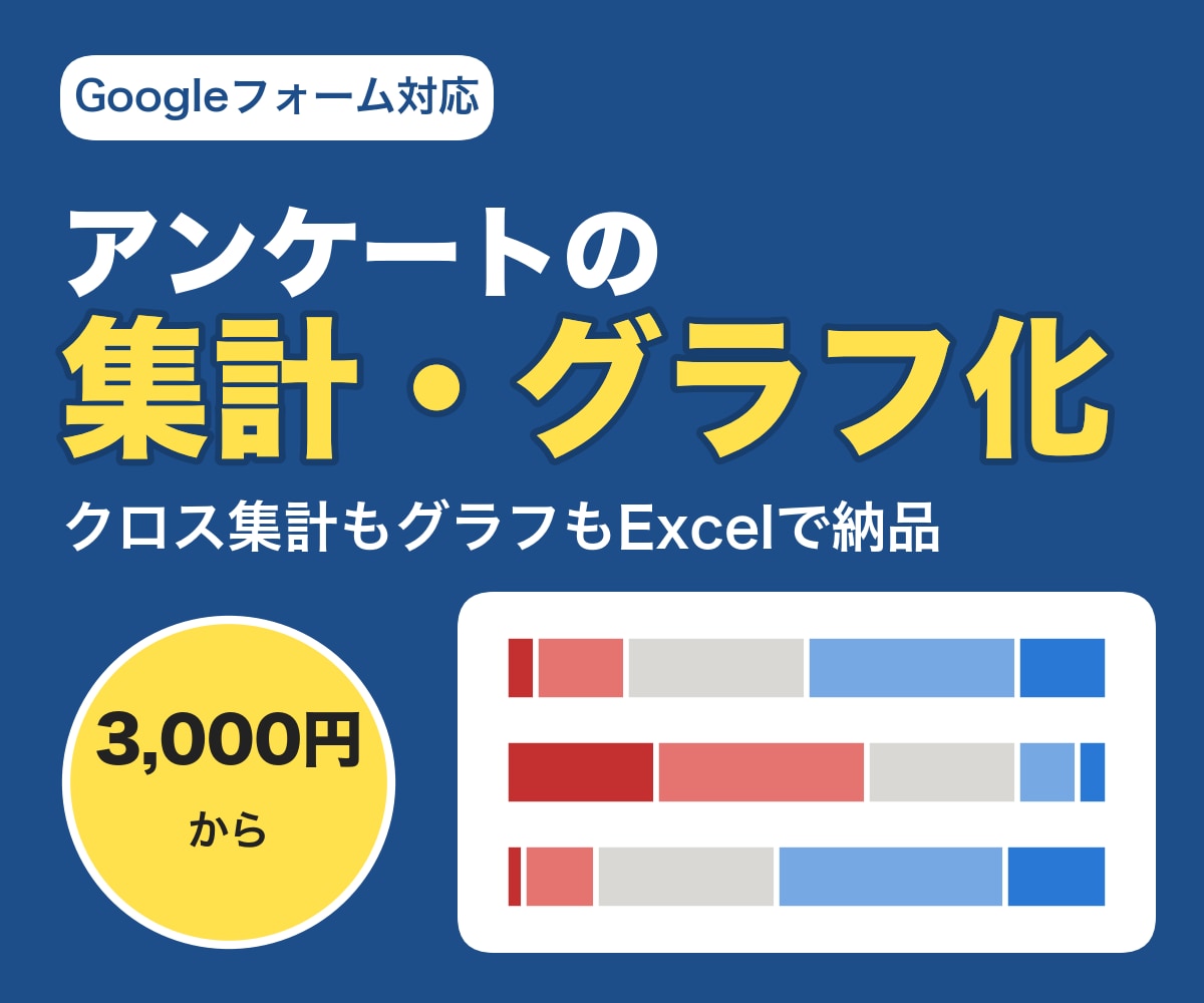 アンケート結果をグラフ付きExcelへ集計します Googleフォームを見やすく集計。Excelも対応 イメージ1