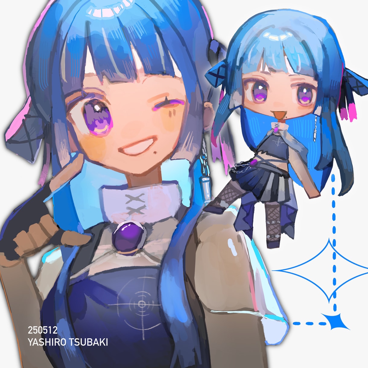 バストアップ1体+ミニキャラ1体を描きます 鮮やかな色調の厚塗りイラストを制作します イメージ1