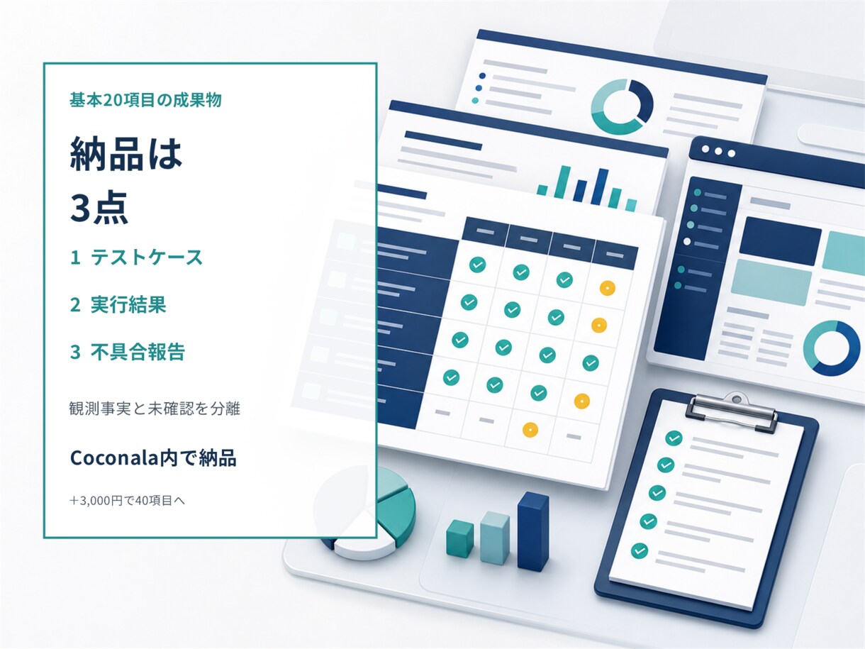 Webサービスの受入テストを設計・実行します 20項目の確認表と不具合報告を納品 イメージ2