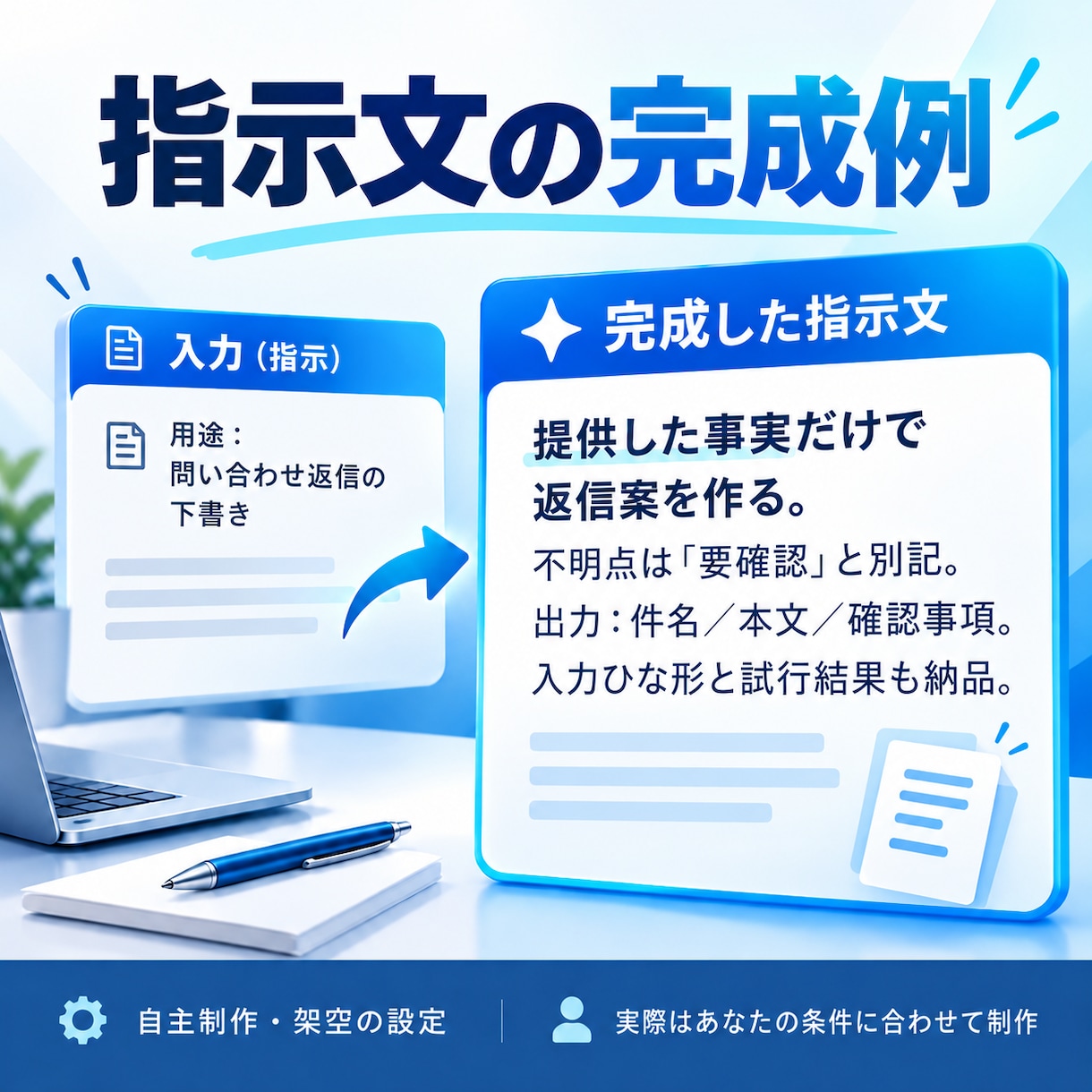 あなたの業務向けAI指示文を作ります 用途と入力内容に合わせて1業務分を設計 イメージ2
