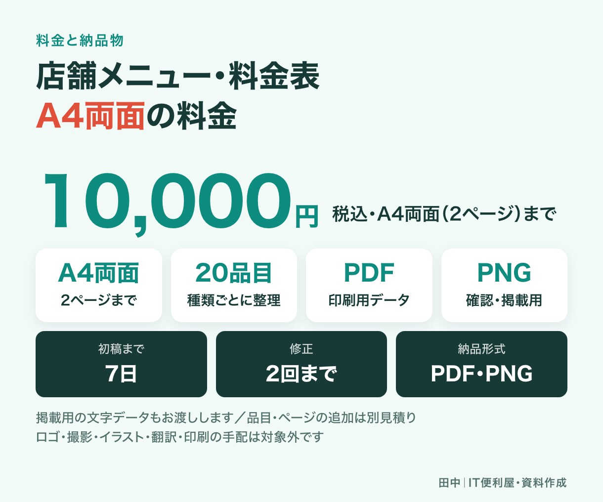 店舗メニューと料金表を作成します A4両面まで。読みやすい構成と入稿用PDFで納品 イメージ6
