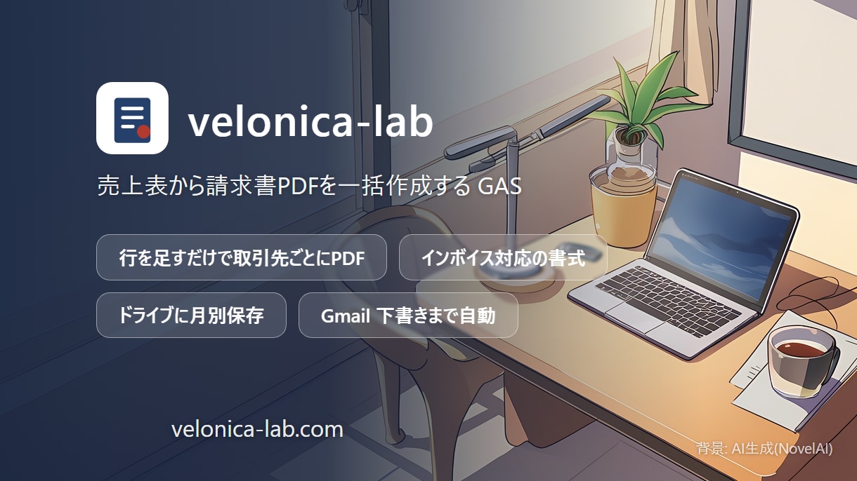 売上表から請求書PDFを一括作成するGAS作ります 売上シート→取引先ごとの請求書PDF+メール下書きまで自動 イメージ1