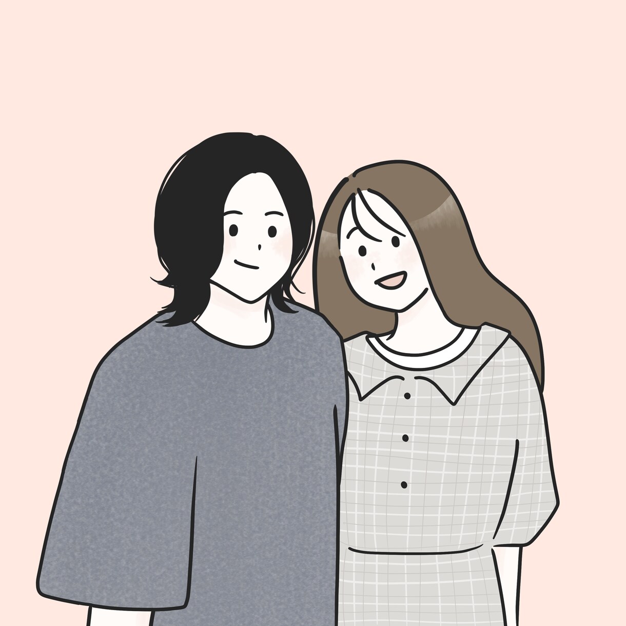カップル・家族写真を抜け感イラストにします ｜ゆるっとした雰囲気で｜フルカラーが基本料金内｜ イメージ7