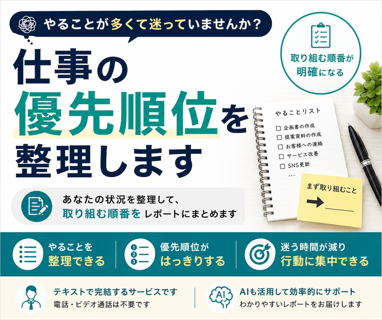 やることを整理して次の1件を決めます やることが多くて迷う時間を減らします イメージ1