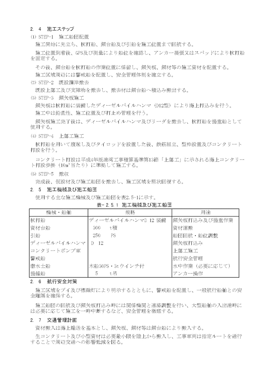 土木（港湾）工事の施工計画を作成します 技術士が土木（港湾）工事の施工計画を作成します。 イメージ5