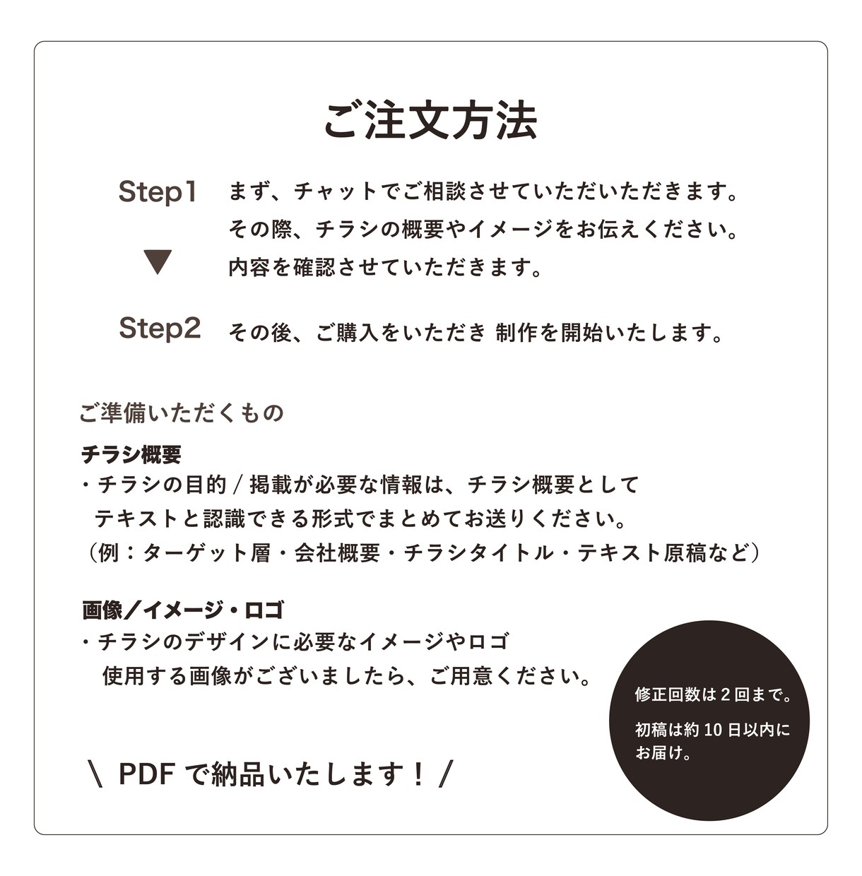 目に留まるチラシをデザインします おまかせ簡単オーダー！｜料金一律・修正は２回まで可能｜ イメージ2