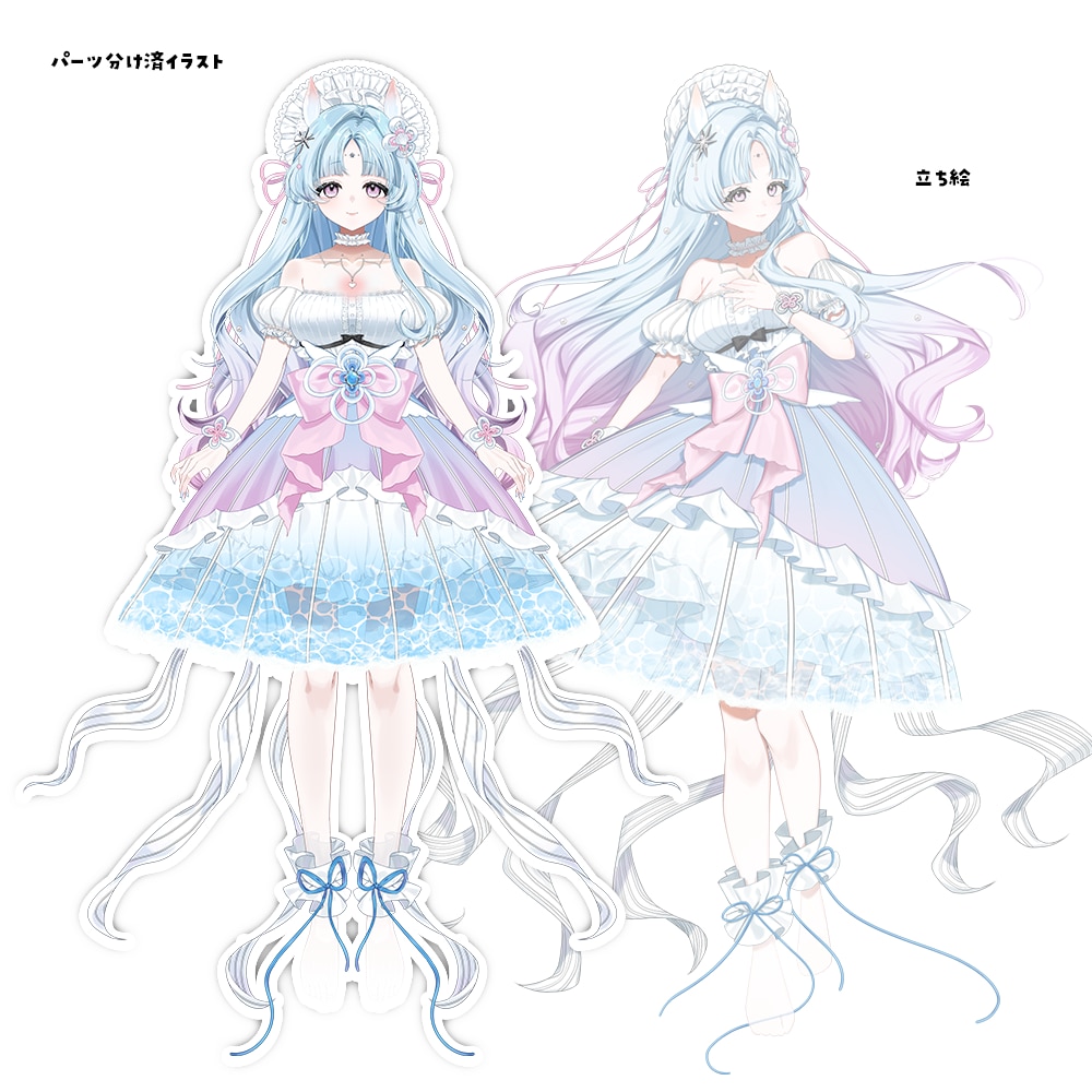 VTuberのパーツ分けイラスト制作します 透明感のある可愛い少女らしいイラスト制作いたします イメージ3