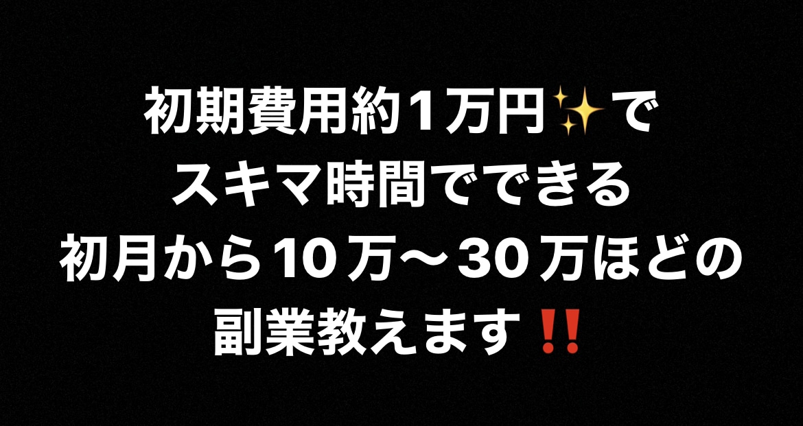 月に10万〜30万ほどの副収入を得る方法を教えます 初月から収入◎ 初期費用は1万円ほどで大丈夫です。 イメージ1