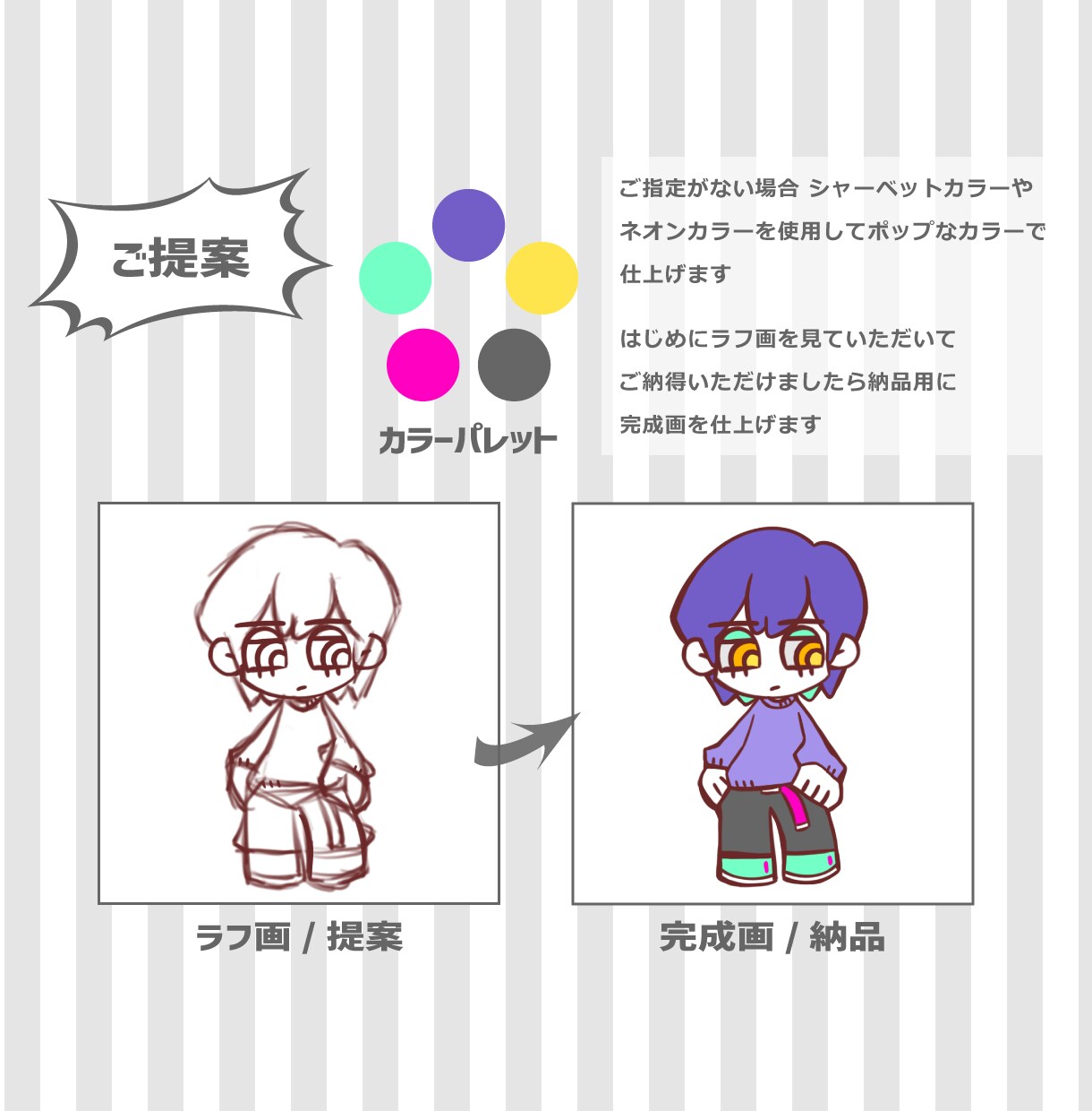 商用利用OK●アメリカンポップなイラスト描きます パッキリくっきり！鮮やかな色彩とメリハリ効いた線で魅せます！ イメージ5