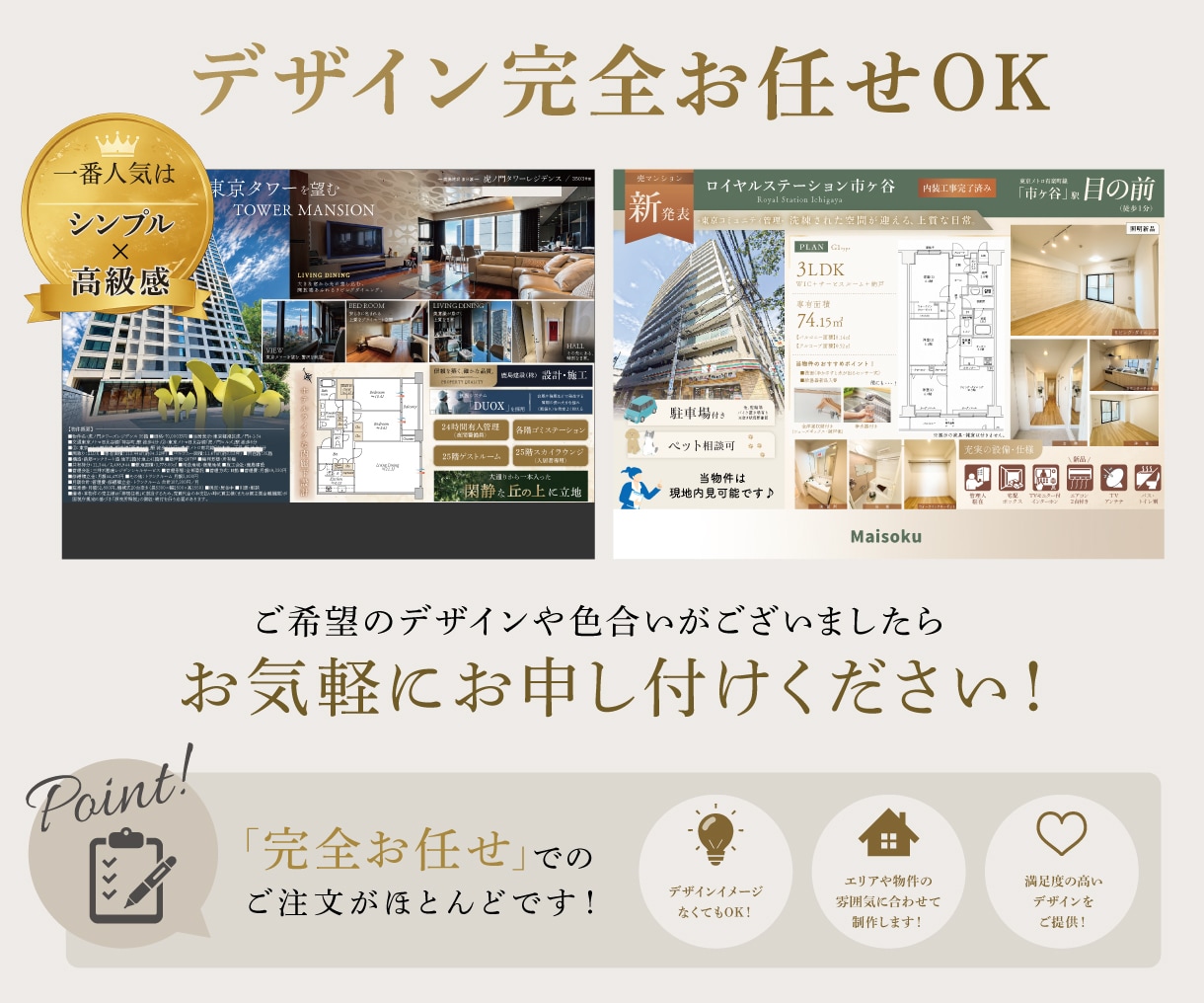 初回限定価格！高級感のあるマイソクを制作します 【片面】間取り1点制作込！反響に繋がる！マイソクをお届け！ イメージ4