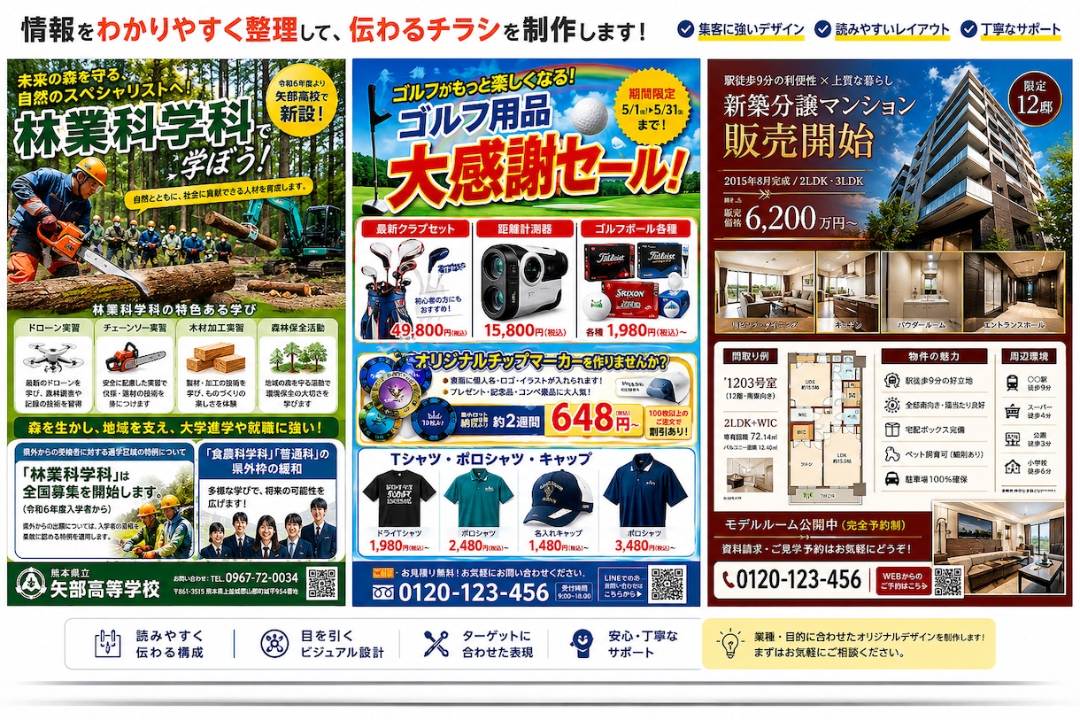 プロがチラシを最安価格でご提供します あらゆるジャンルにご対応可能です イメージ2