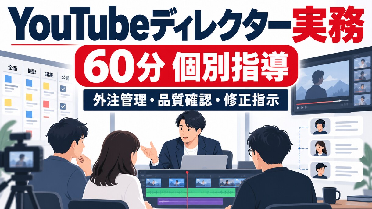 YouTubeディレクター実務を個別指導します 外注管理・品質確認・修正指示を60分で学べます イメージ1