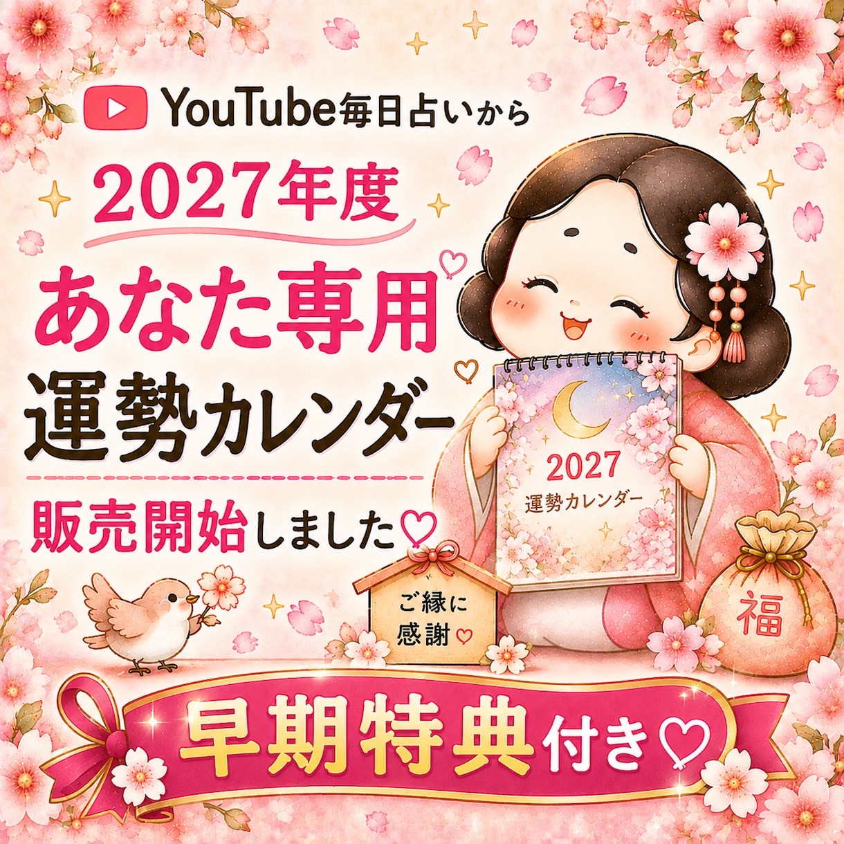 2027年度あなた専用運勢カレンダー販売開始します 初回特典：2026年 ラスト3か月の運勢・過ごし方付き イメージ1