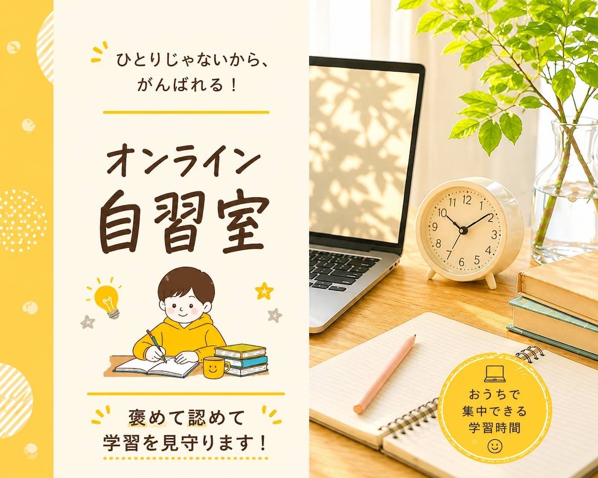 褒めて伸ばす 自習室で勉強を見守ります 京大・灘・北野 合格を支えた母のオンライン自習室 イメージ1