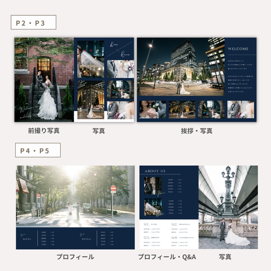 結婚式用プロフィールブックテンプレートをお渡します 【パワポで自作】詳しい作り方ガイド付❁A5版 エトワール イメージ5