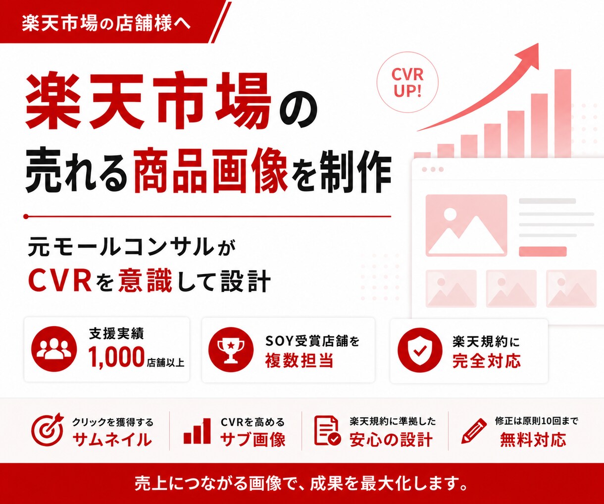 楽天で本当に売れる画像をお試し価格で制作します 元ECコンサル｜売上大幅UP実績｜10回まで無料修正可 イメージ1
