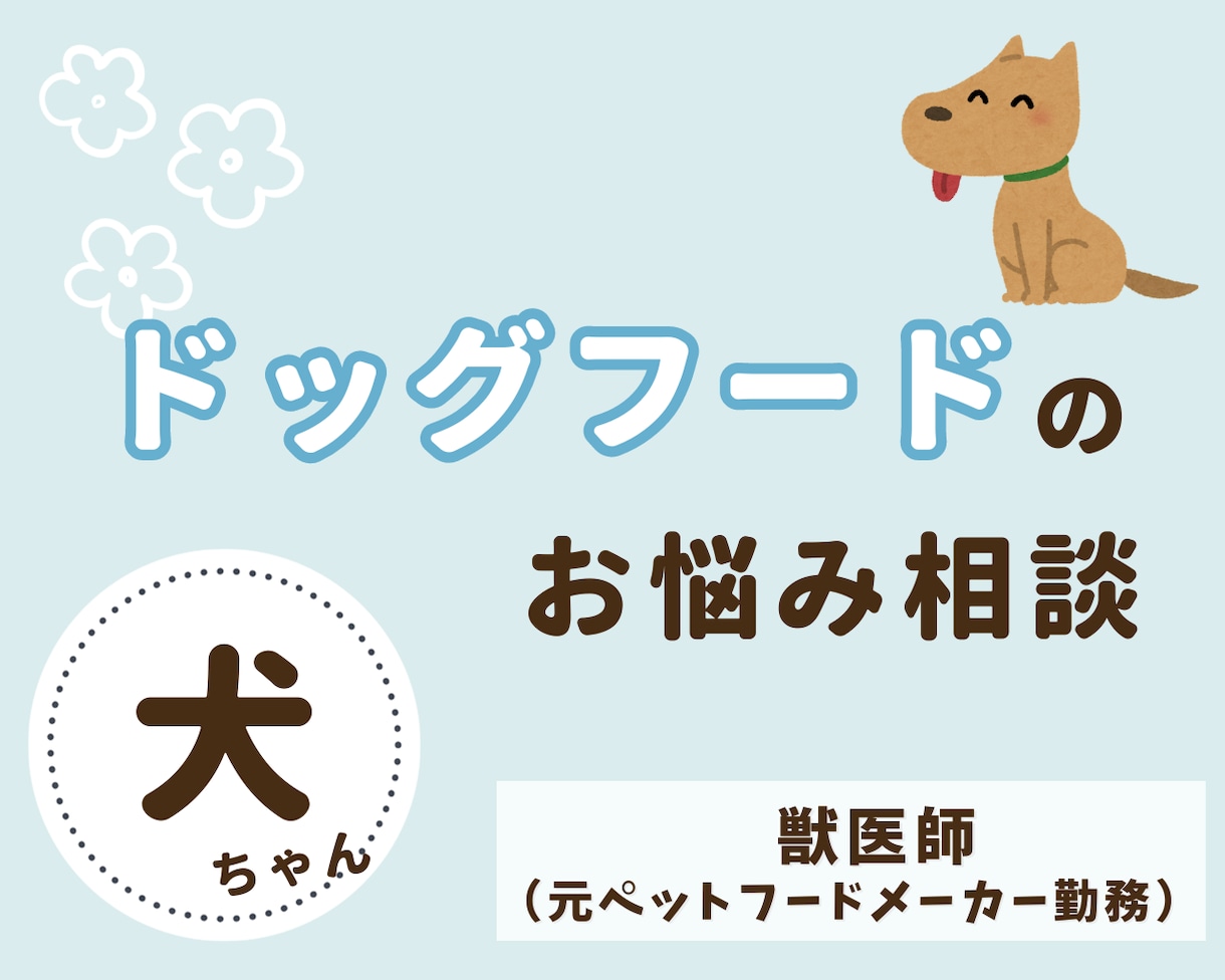 愛犬の『ドッグフード』の相談にのります ペットフードメーカーに勤務経験のある獣医師がお答えします！ イメージ1