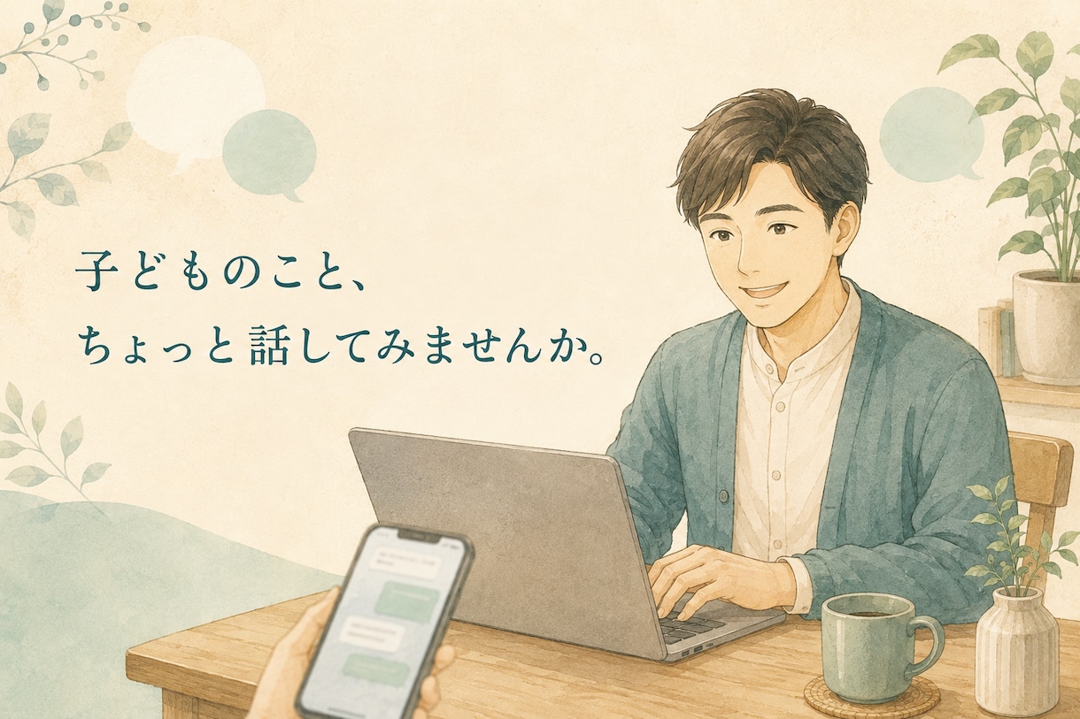 子どものことで悩む親御さんのお話を聞きます 学校・友人・習い事・ゲームの悩みを3日間チャットで整理 イメージ1