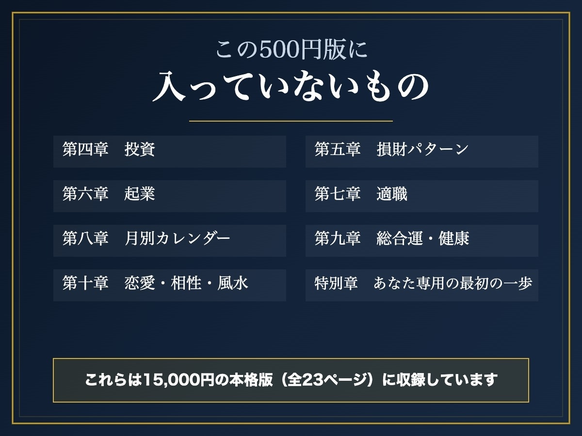 四柱推命の本格金運鑑定書を3章分お見せします 15,000円の鑑定書の最初の3章を、そのままお届けします イメージ3