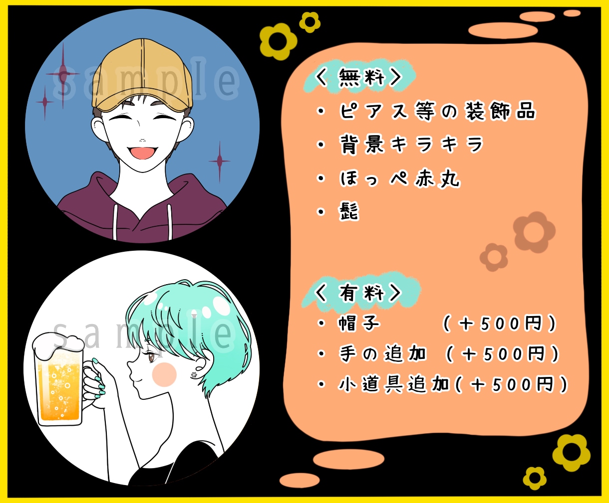 印象に残る◎レトロポップなアイコン描きます 目立つカラー！レトロなタッチと色合いで個性的なイラスト！ イメージ3