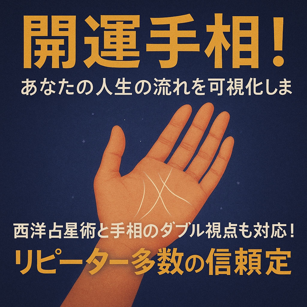 開運手相!あなたの人生の流れを可視化します 西洋占星術と手相のダブル視点も対応!リピーター多数の信頼鑑定 イメージ1
