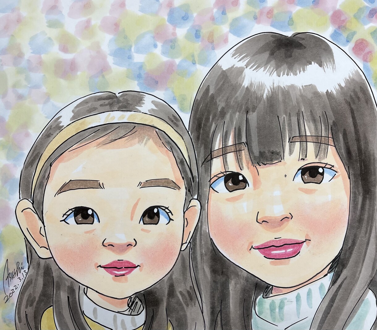 プロの似顔絵師があなただけの特別な似顔絵を描きます 淡い色使いで温もりのある似顔絵をお届けいたします。 イメージ4