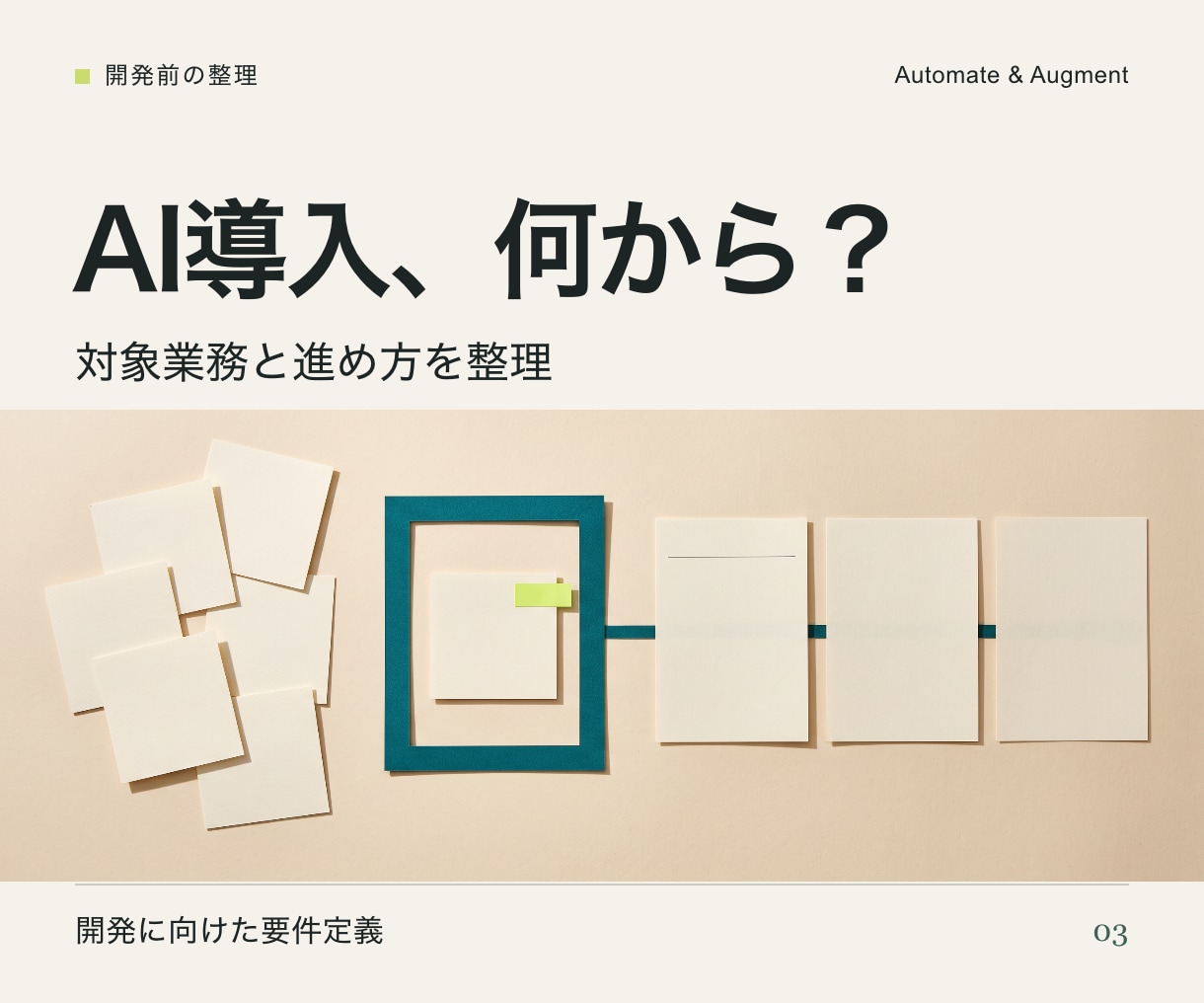 AI開発につながる業務要件を整理します 作るもの・費用・完成条件を決め、開発へ進む準備 イメージ1