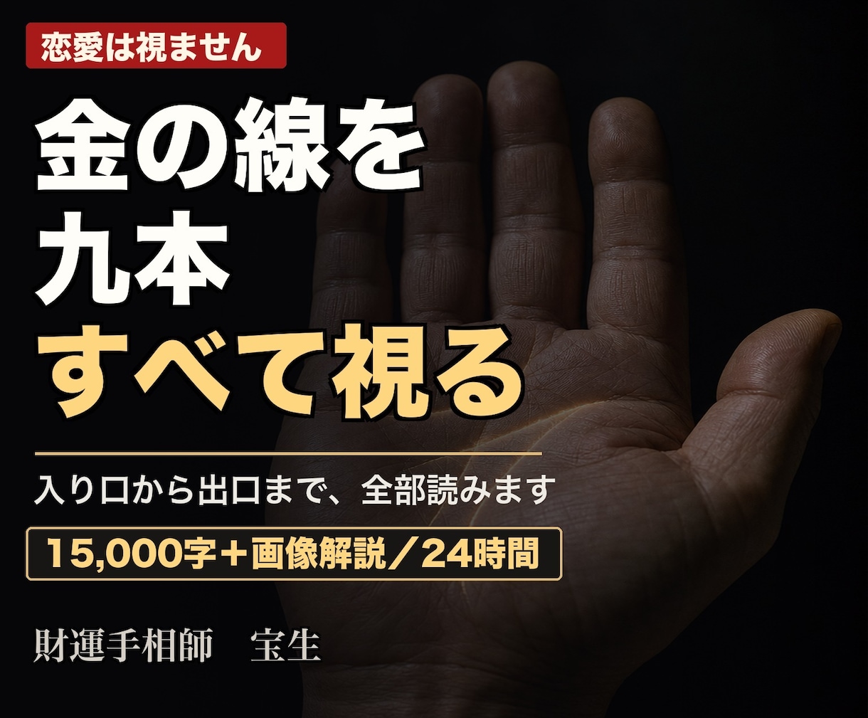 手相の九本の線から金運を鑑定します 15,000字＋画像解説。あなたの金運を全部読みます イメージ1