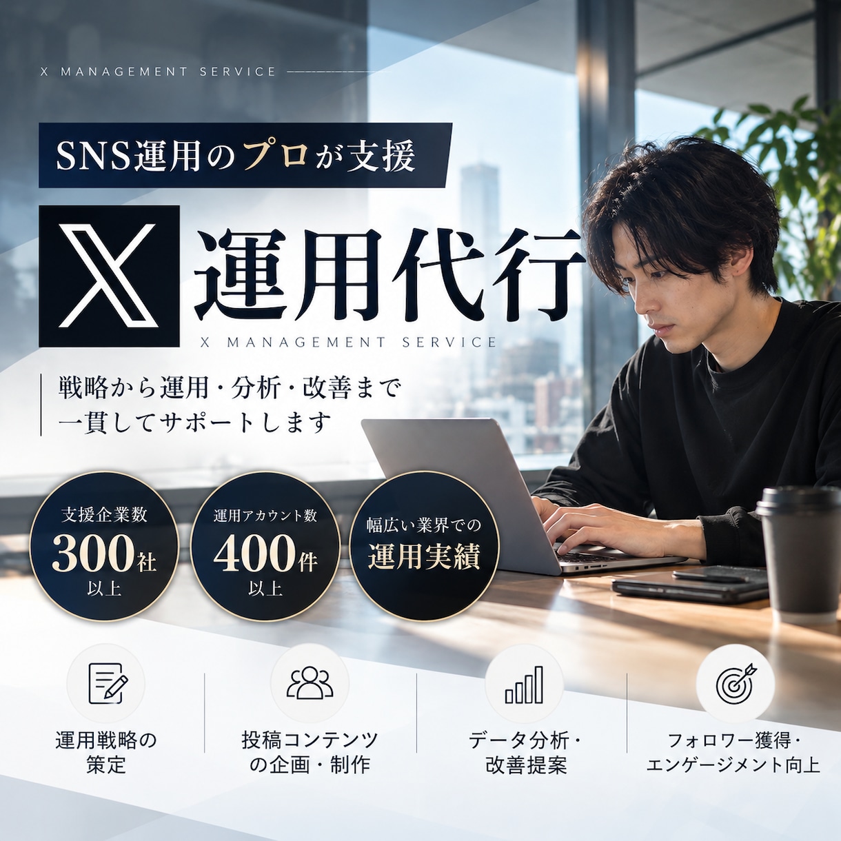 認知度を最大化させるための『X運用代行』を行います SNSマーケティングのプロフェッショナルが手厚く支援 イメージ1