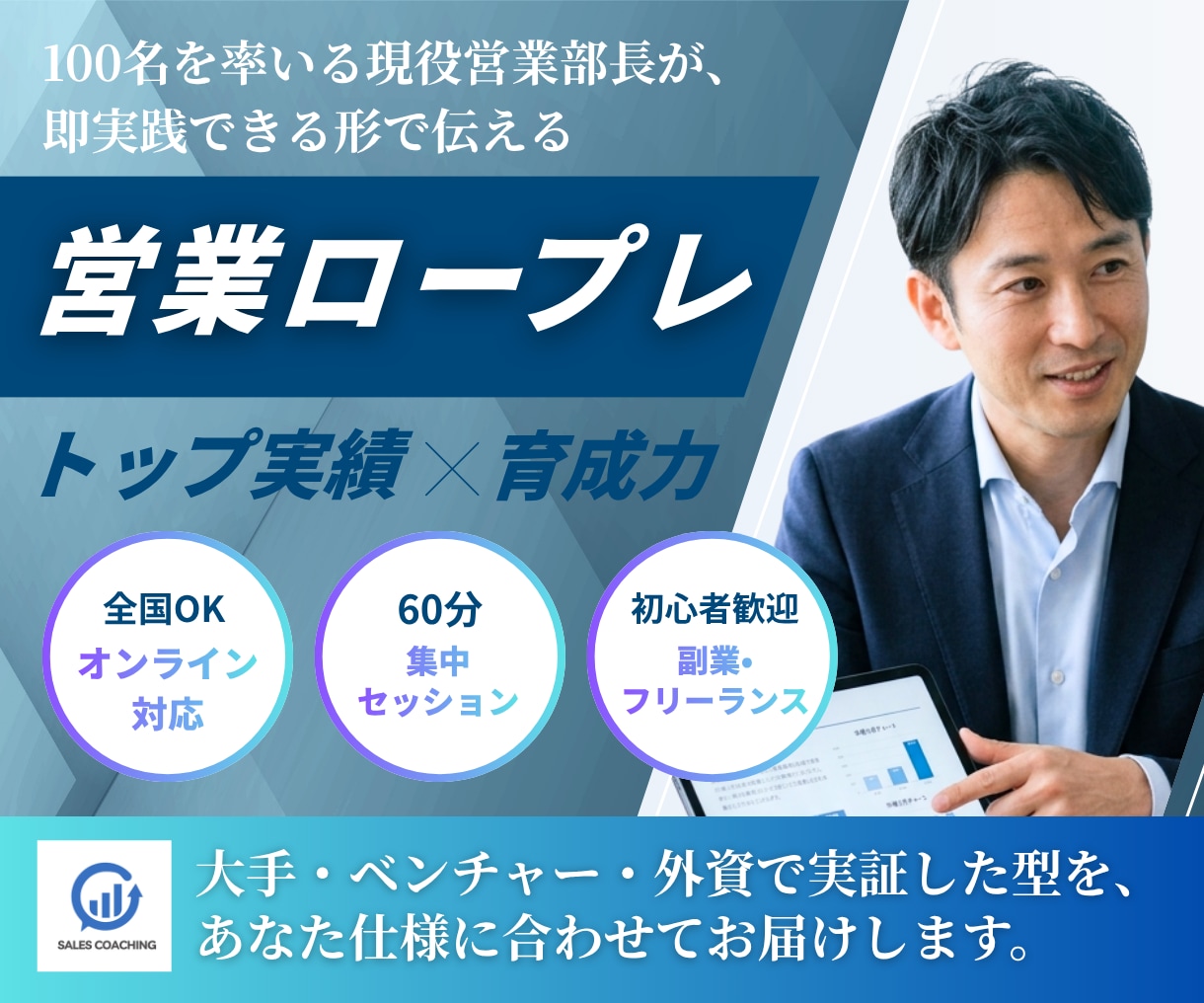 現役の営業部長が商談ロープレします 100名育成の経験で、商材に合わせた売れる型をご提案 イメージ1