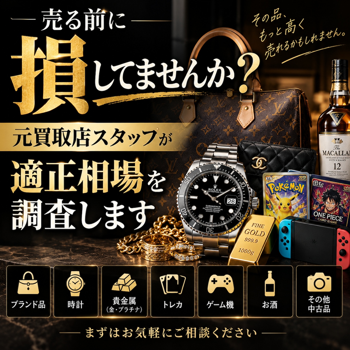 元買取店スタッフが商品の適正相場を査定します 高価売却のコツと相場をお伝えします イメージ1