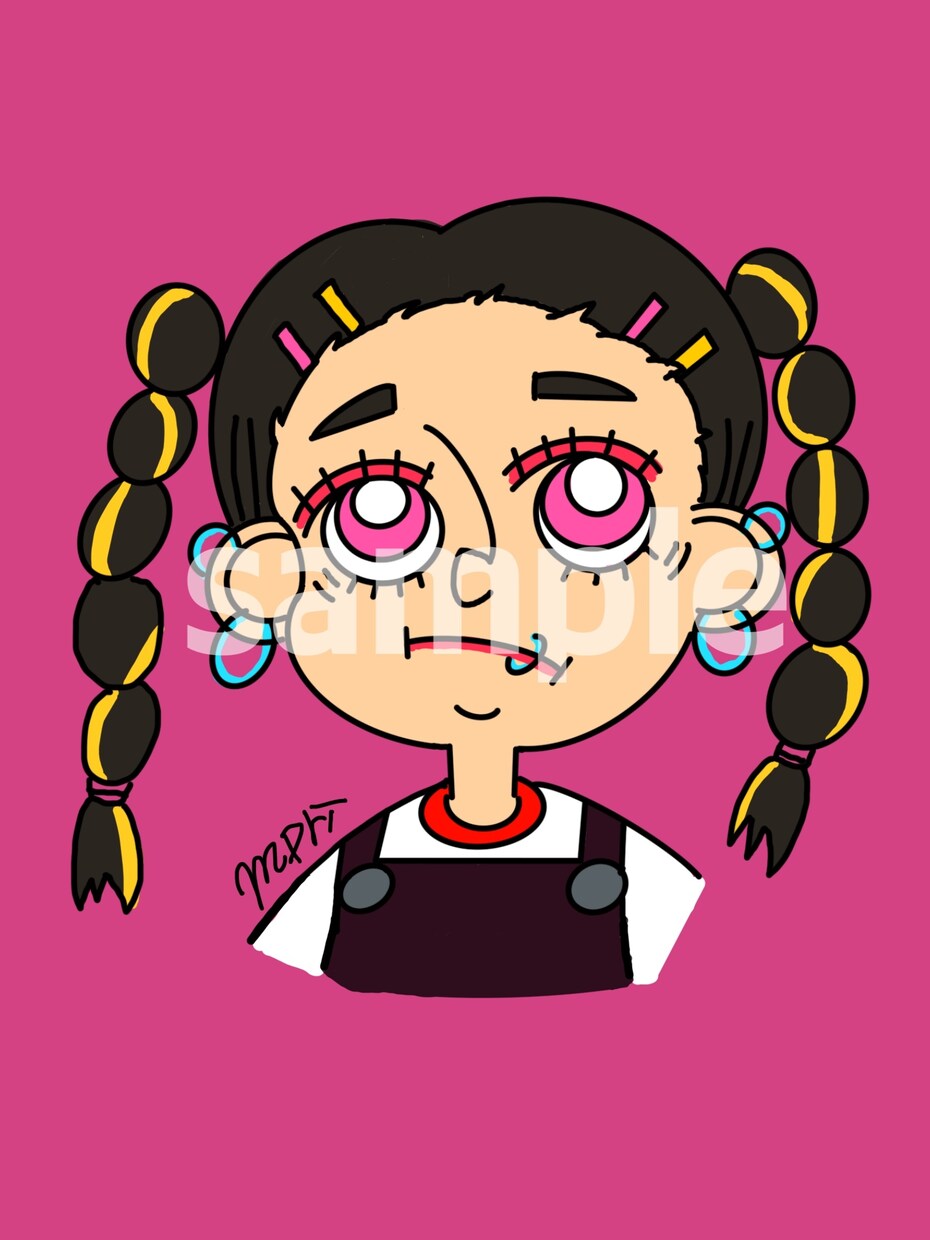 ちょっと不機嫌なお顔の似顔絵描きます ポップでカラフルなイラスト☆★ イメージ1