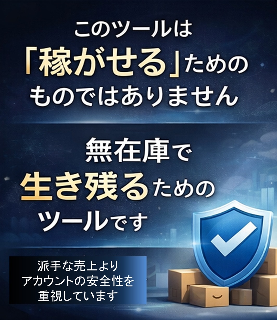 アカウント停止を防ぐ守備型無在庫ツールを提供します 稼ぐ前に退場しないための経験者用Amazon無在庫販売ツール イメージ4