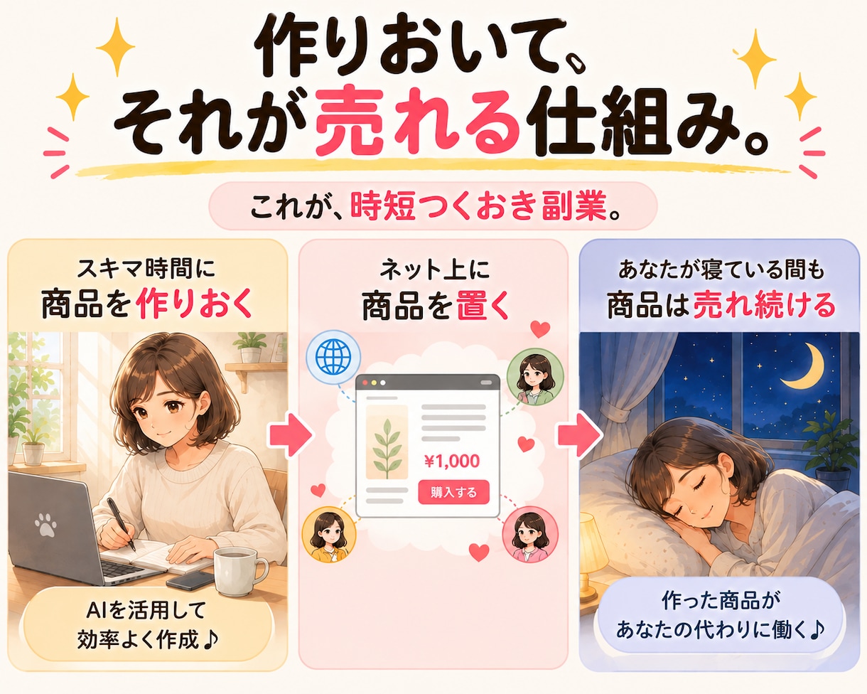 朝起きたら「売れてた！」をつくる在宅副業教えます AI活用で簡単｜初心者・主婦にもおすすめ｜スマホOK イメージ5