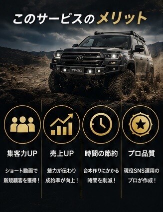車屋向けTikTok台本を5本作成します 「SNSのネタ切れ解決！車の魅力を伝える台本を作成」 イメージ8