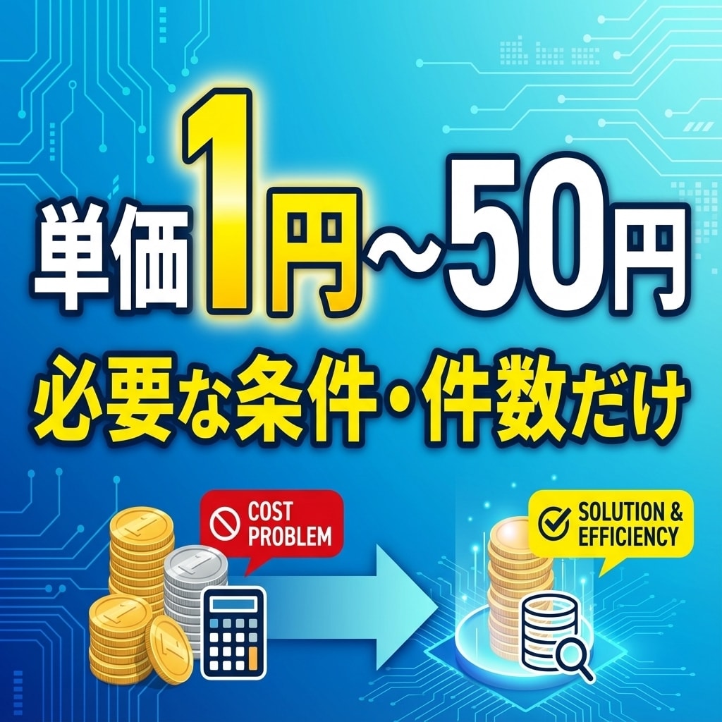 400万社から抽出！営業リスト作成します 法人番号対応！単価1円〜／属性・地域・メアド・企業概要など イメージ2