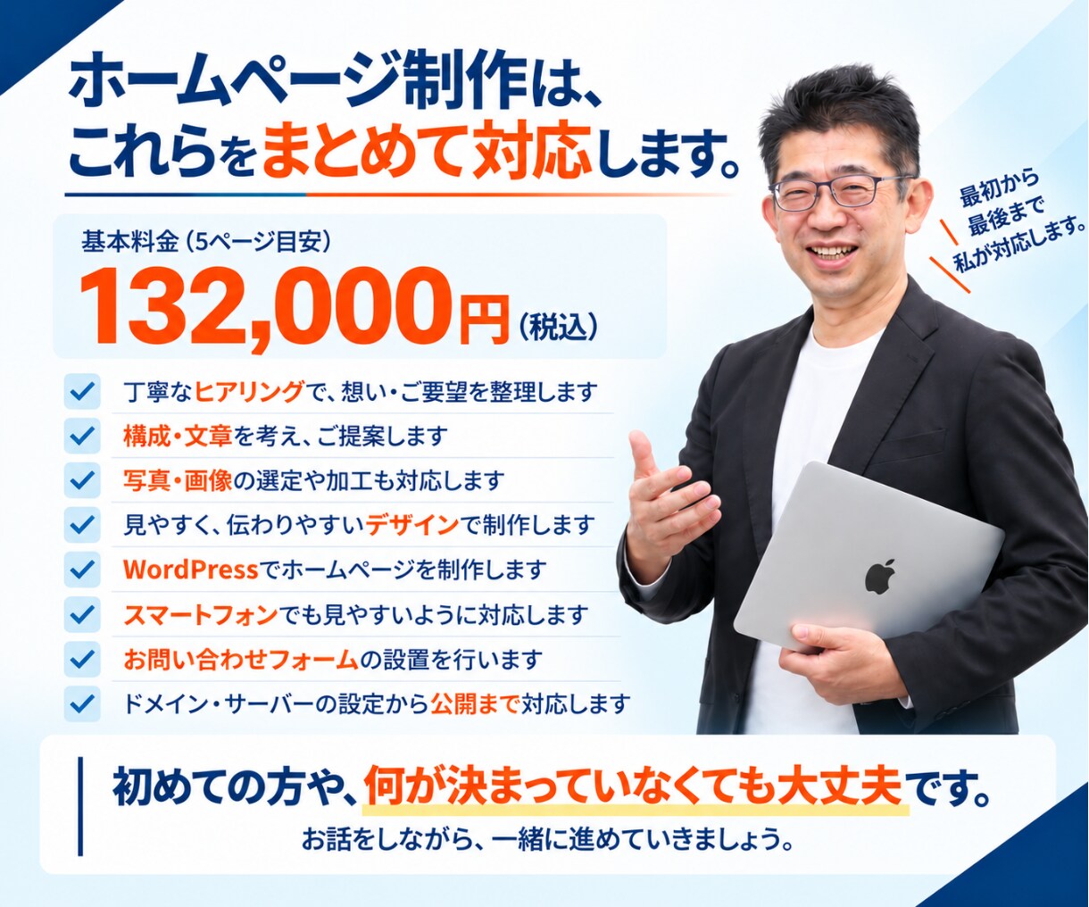 何を載せるか迷う方のホームページ制作します お話を聞いて、あなたのお店・会社の強みを整理します イメージ4