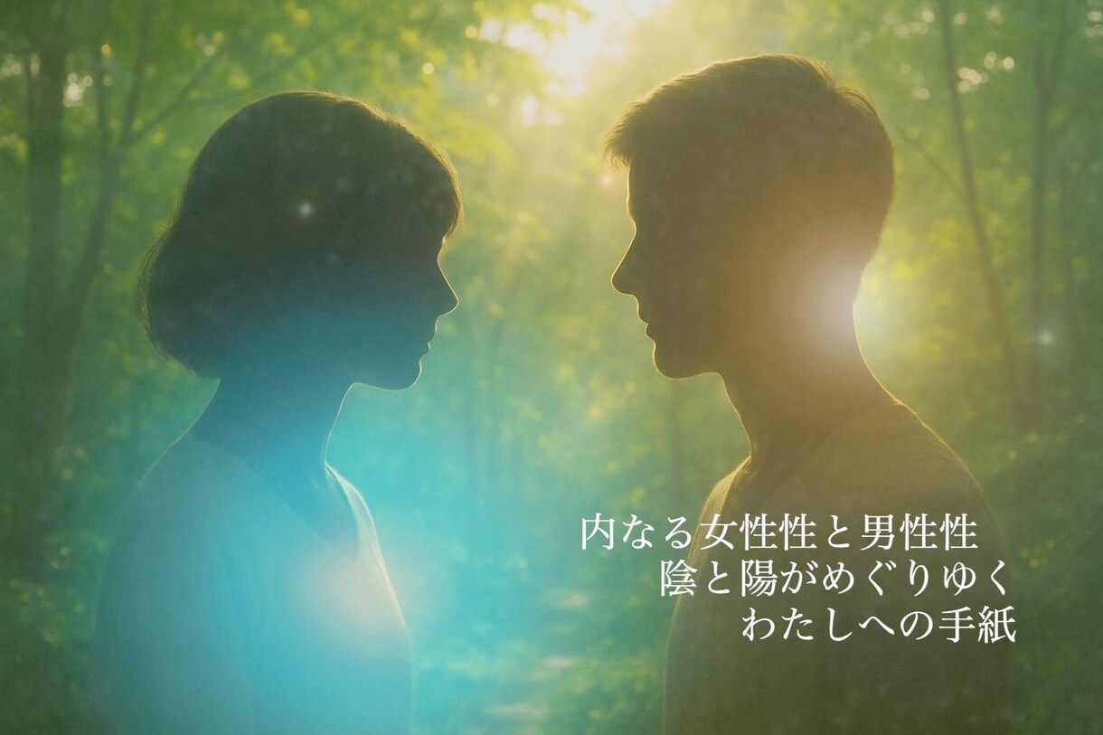 内なる女性性と男性性が巡りゆく手紙をお届けます 「陰と陽」ふたつの声が、わたしの中で巡りはじめる。 イメージ1