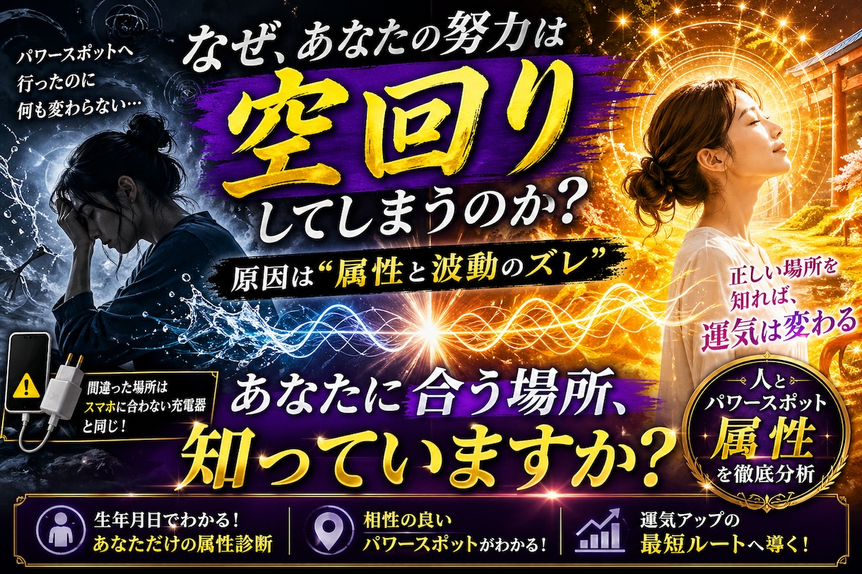 あなた専用の「波動共鳴スポット」診断します 合わない場所は運気を下げる？人生の損を排除し、最大の開運へ イメージ1