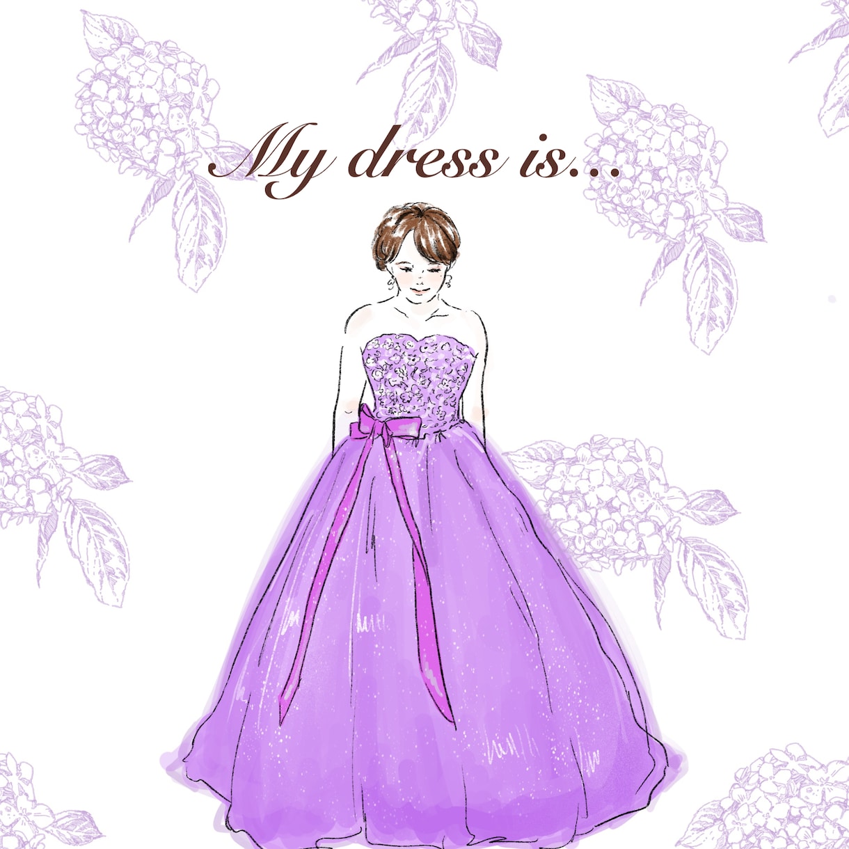 結婚式用ドレス色当てクイズのイラスト描きます ドレス色当てクイズ用の絵を似顔絵でお好きなドレスで描きます イメージ4