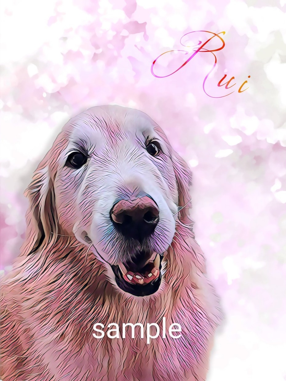 ペットの写真を似顔絵にします A4印刷込み☆写真からイラスト作品にして郵送します♫ イメージ2