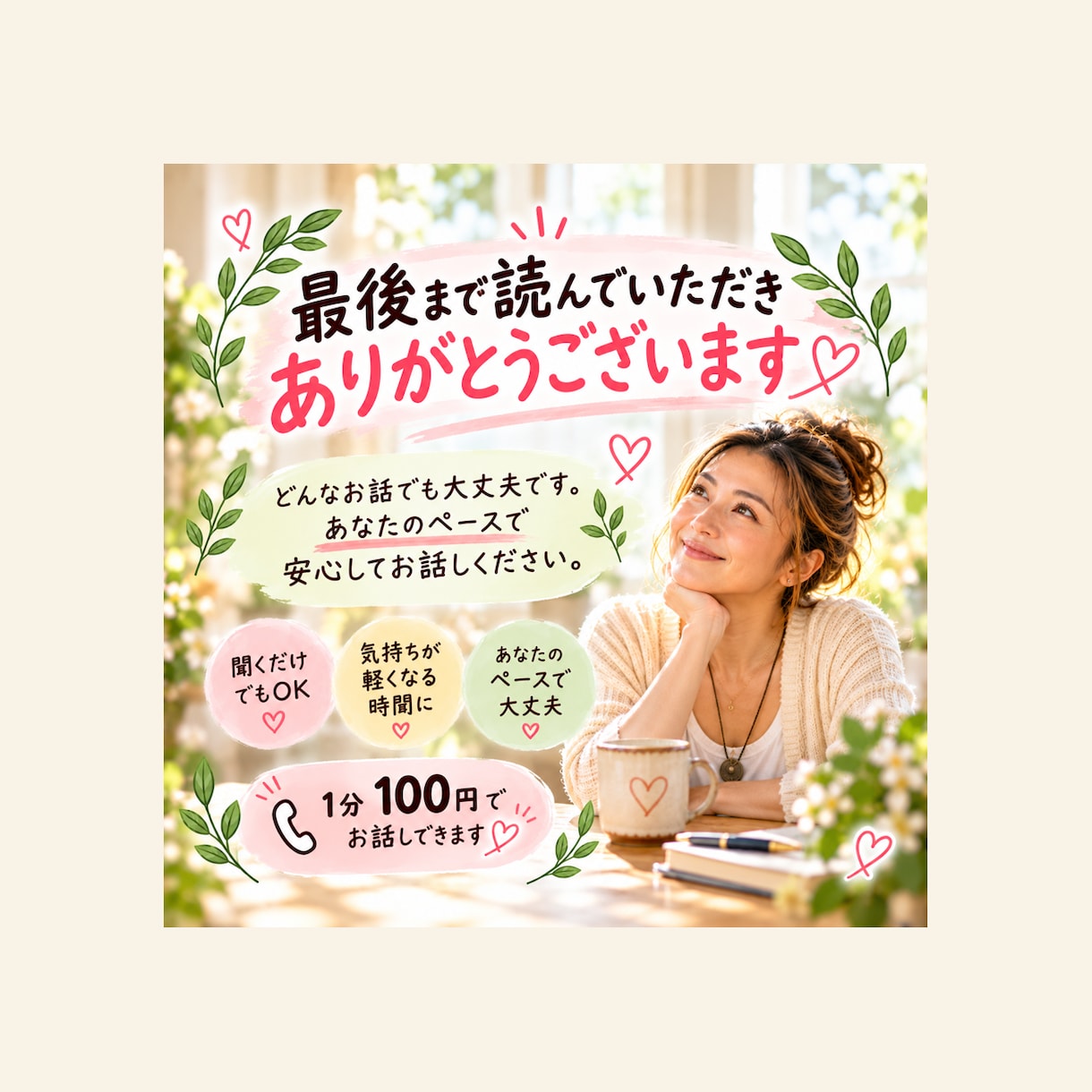 誰にも言えない話、ゆっくり聞きます 愚痴も悩みも、まとまってなくて大丈夫。ゆっくりお話しください イメージ3