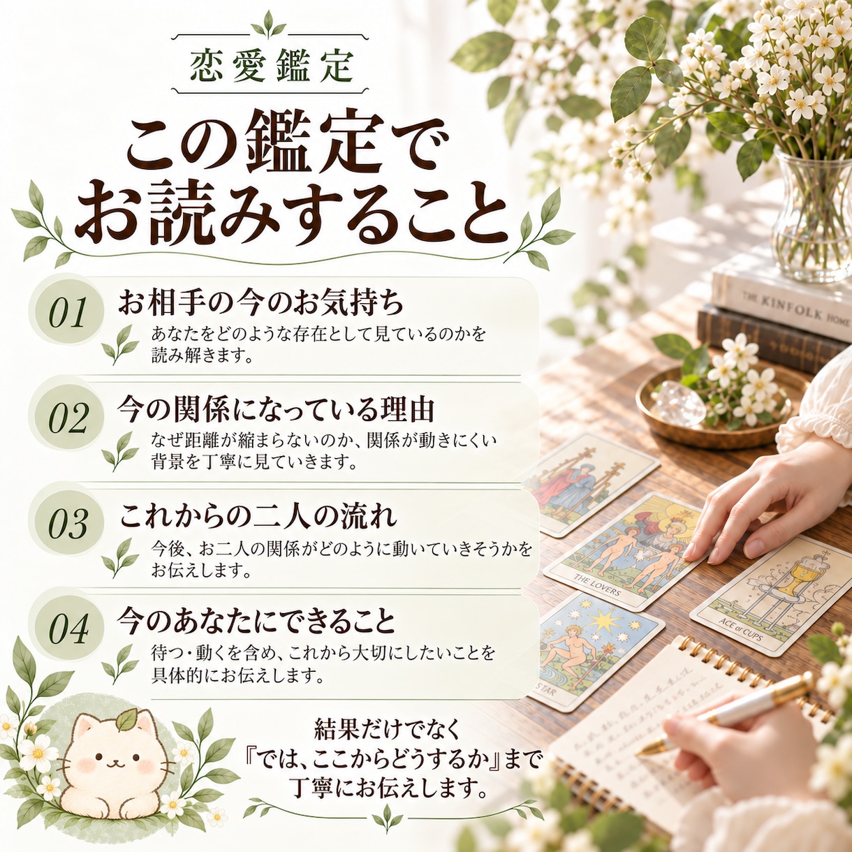 あの人の気持ちと今後をタロットで丁寧に読み解きます 相手の気持ち・二人の流れ・今できることまで丁寧に鑑定します イメージ4