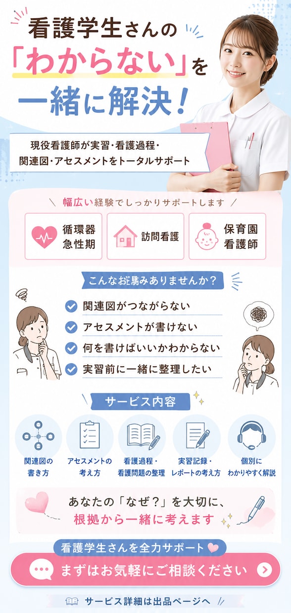循環器在宅小児経験10年NSトータルサポートします 記録が終わらない・実習が怖い看護学生さんの駆け込み寺です！ イメージ1