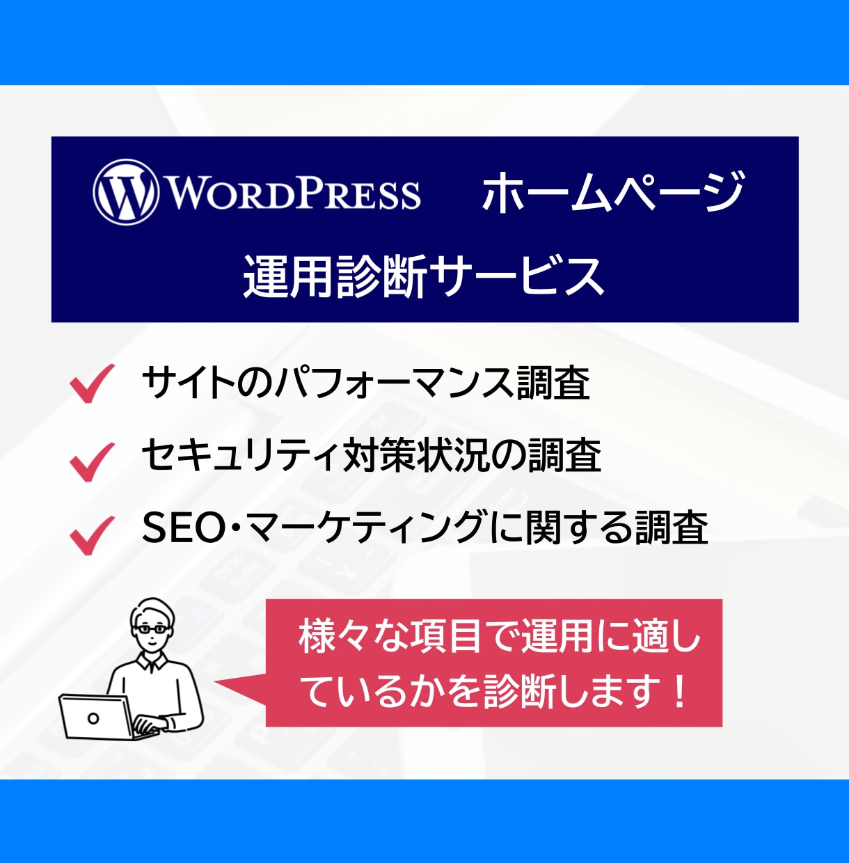 ホームページが適切に運用できるように運用診断します 効果を出すために必要なことを診断！ WordPressもOK イメージ1