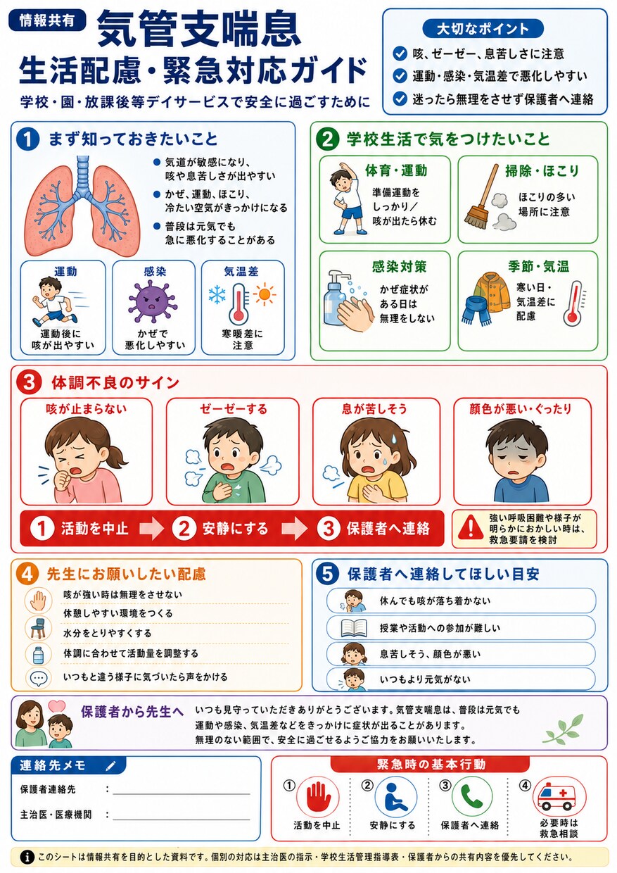 先生に伝わる病気配慮シート作成します 学校へ伝える配慮事項を資料化します イメージ2